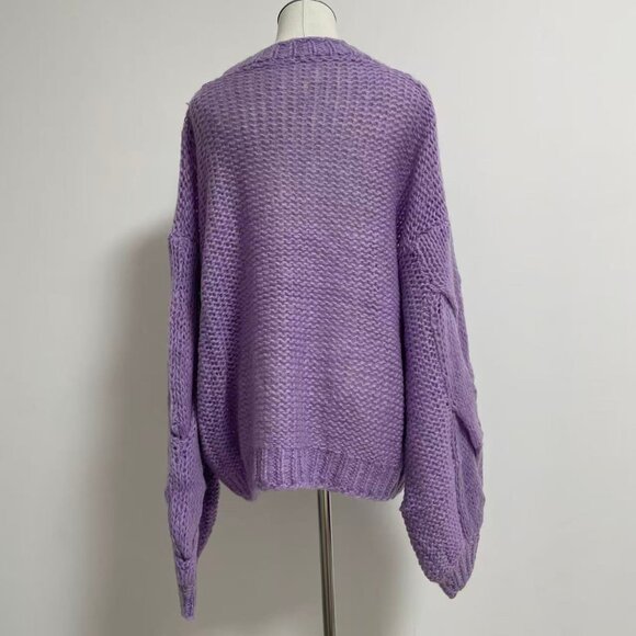 Anagram Open-knit Mohair-blend Sweater In Purple - Picture 3 of 10
